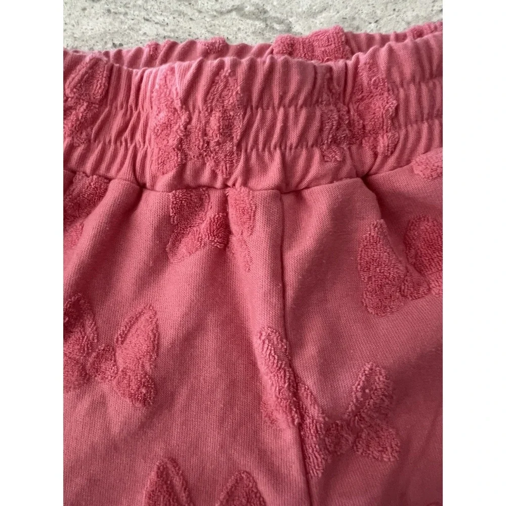 Disney Minnie Mouse Pink Embossed Bow Terry‎ Cloth Shorts Toddler Girl Size 4T